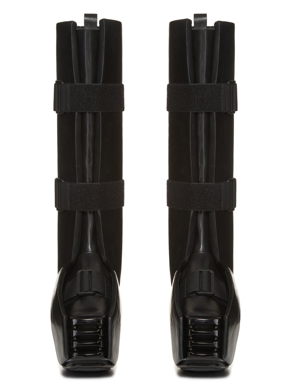 RICK OWENS FW23 LUXOR SPLINT PLATFORMS 45 IN BLACK GROPPONE COW LEATHER 