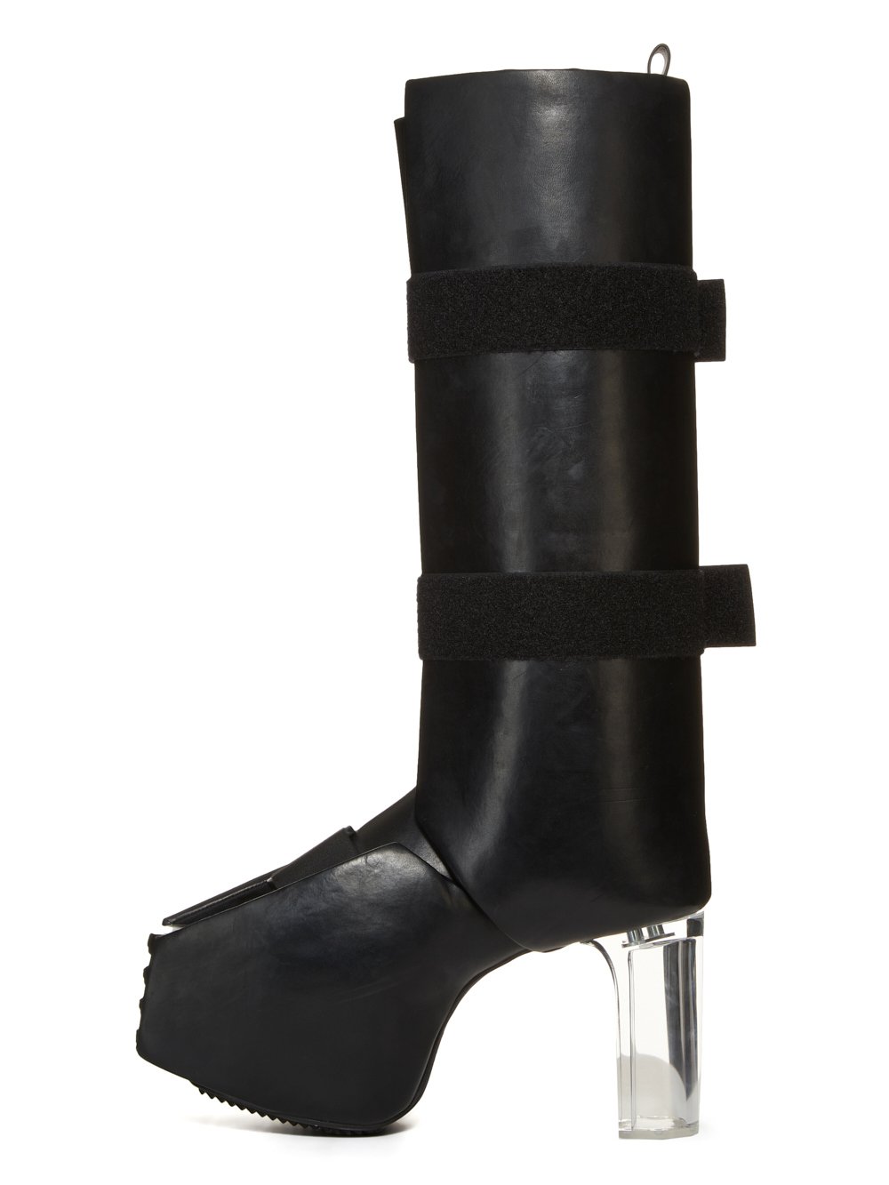 RICK OWENS FW23 LUXOR SPLINT PLATFORMS 45 IN BLACK GROPPONE COW LEATHER 