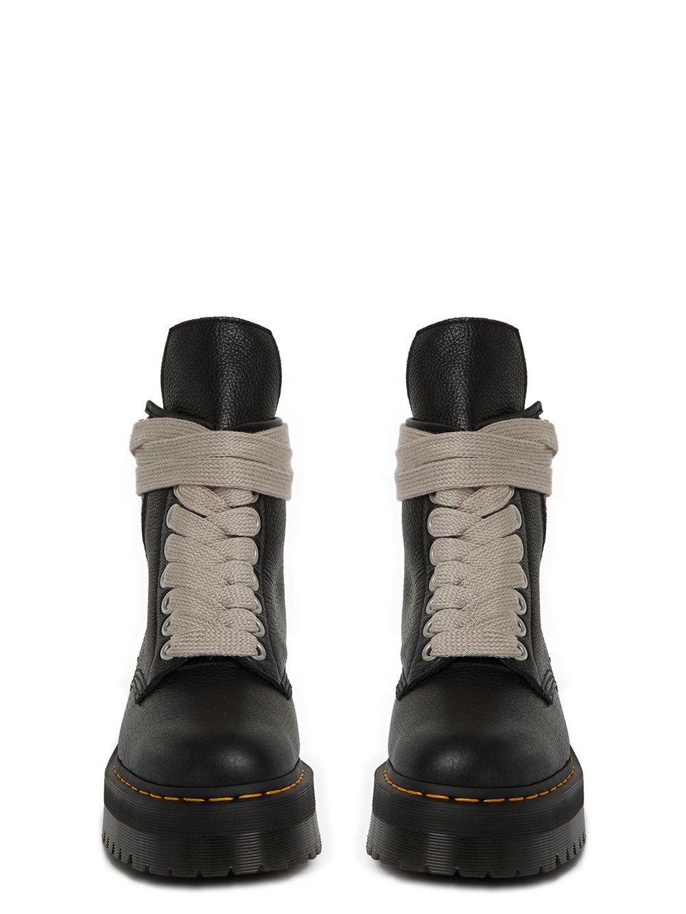 DR. MARTENS x RICK OWENS FW22 STROBE 1460 DR MARTENS BLACK BOOT IN MATTE GRAINY COW LEATHER. 