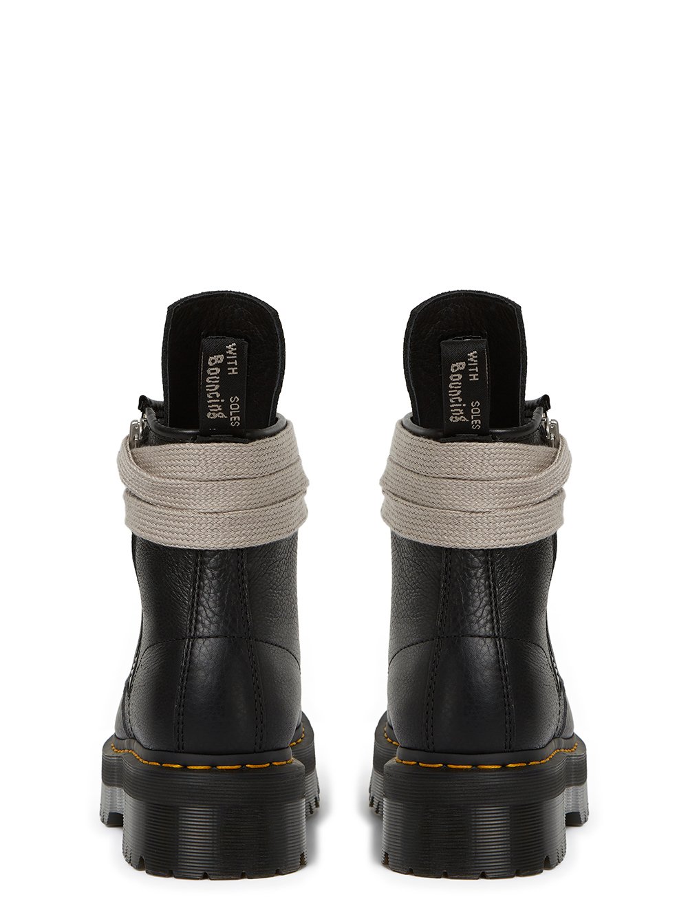 DR. MARTENS x RICK OWENS FW22 STROBE 1460 DR MARTENS BLACK BOOT IN MATTE GRAINY COW LEATHER. 