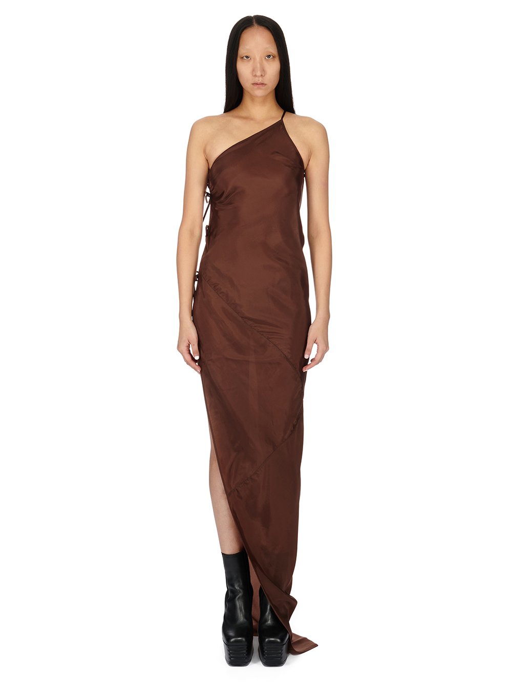 RICK OWENS FW23 LUXOR TACO GOWN IN BROWN CUPRO JAPONETTE