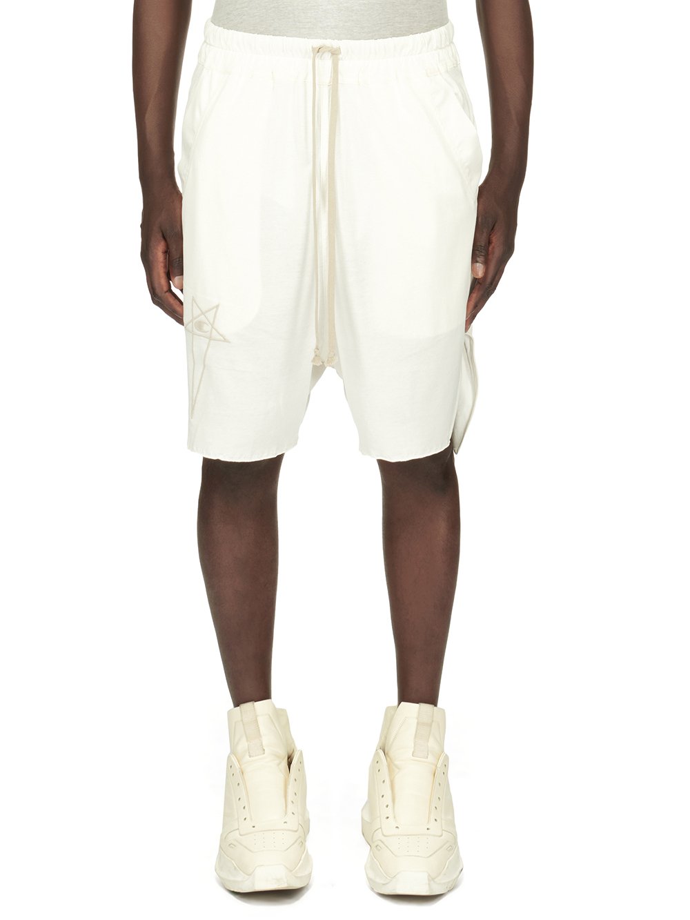 CHAMPION X RICK OWENS BEVELED PODS IN MILK WHITE MEDIUM WEIGHT COTTON JERSEY 