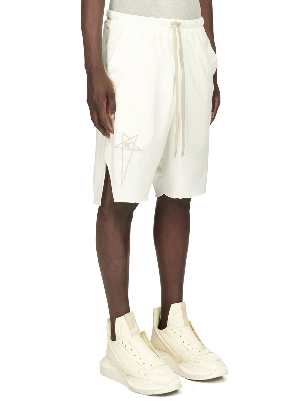 CHAMPION X RICK OWENS BEVELED PODS IN MILK WHITE MEDIUM WEIGHT COTTON JERSEY 