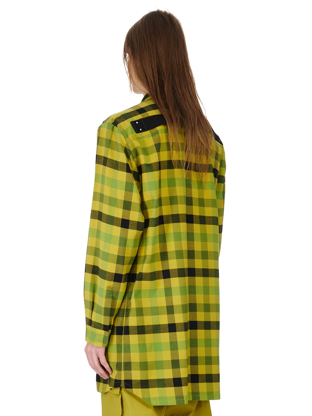 RICK OWENS FW23 LUXOR JUMBO FOGPOCKET OUTERSHIRT IN ACID COTTON PLAID