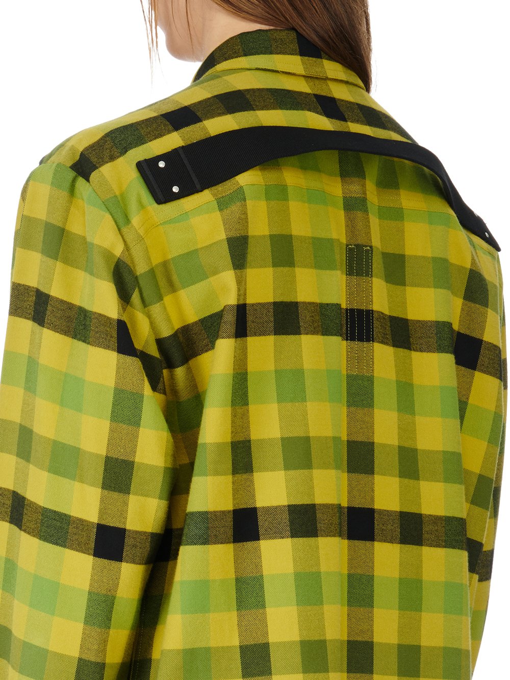 RICK OWENS FW23 LUXOR JUMBO FOGPOCKET OUTERSHIRT IN ACID COTTON PLAID