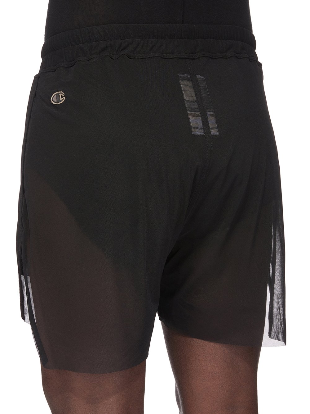 CHAMPION X RICK OWENS DOLPHIN BOXERS IN BLACK RECYCLED NYLON MICROMESH