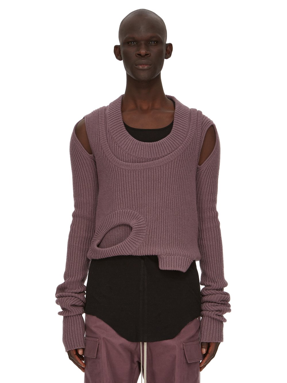 RICK OWENS FW23 LUXOR BANANA LS IN AMETHYST PURPLE RECYCLED CASHMERE KNIT RICK OWENS FW23 LUXOR BANANA LS IN AMETHYST PURPLE RECYCLED CASHMERE KNIT