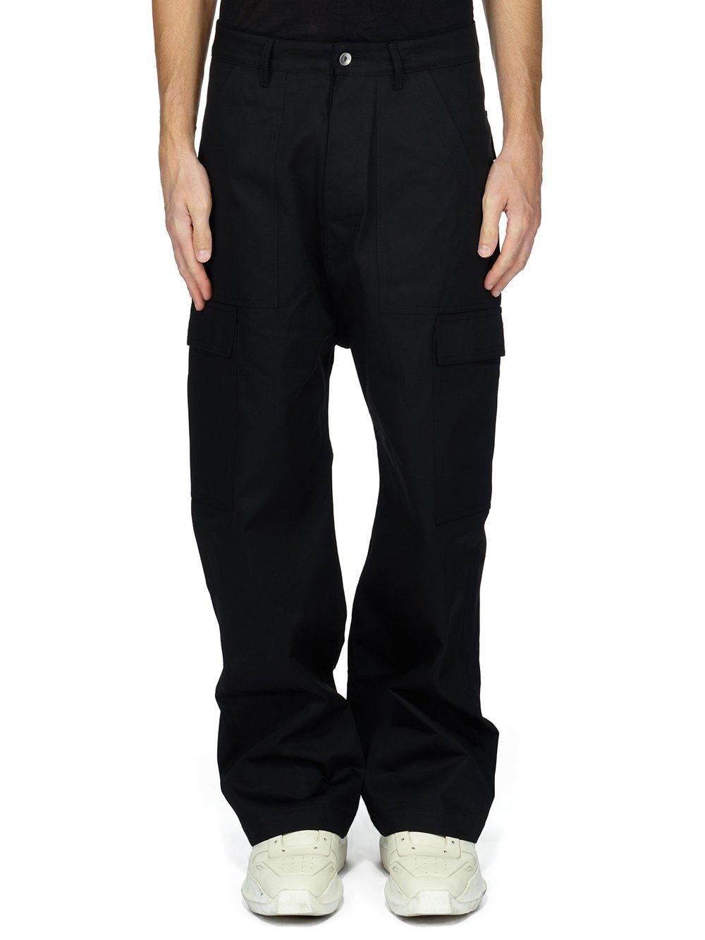 DRKSHDW FW23 LUXOR CARGO TROUSERS IN BLACK COTTON TWILL