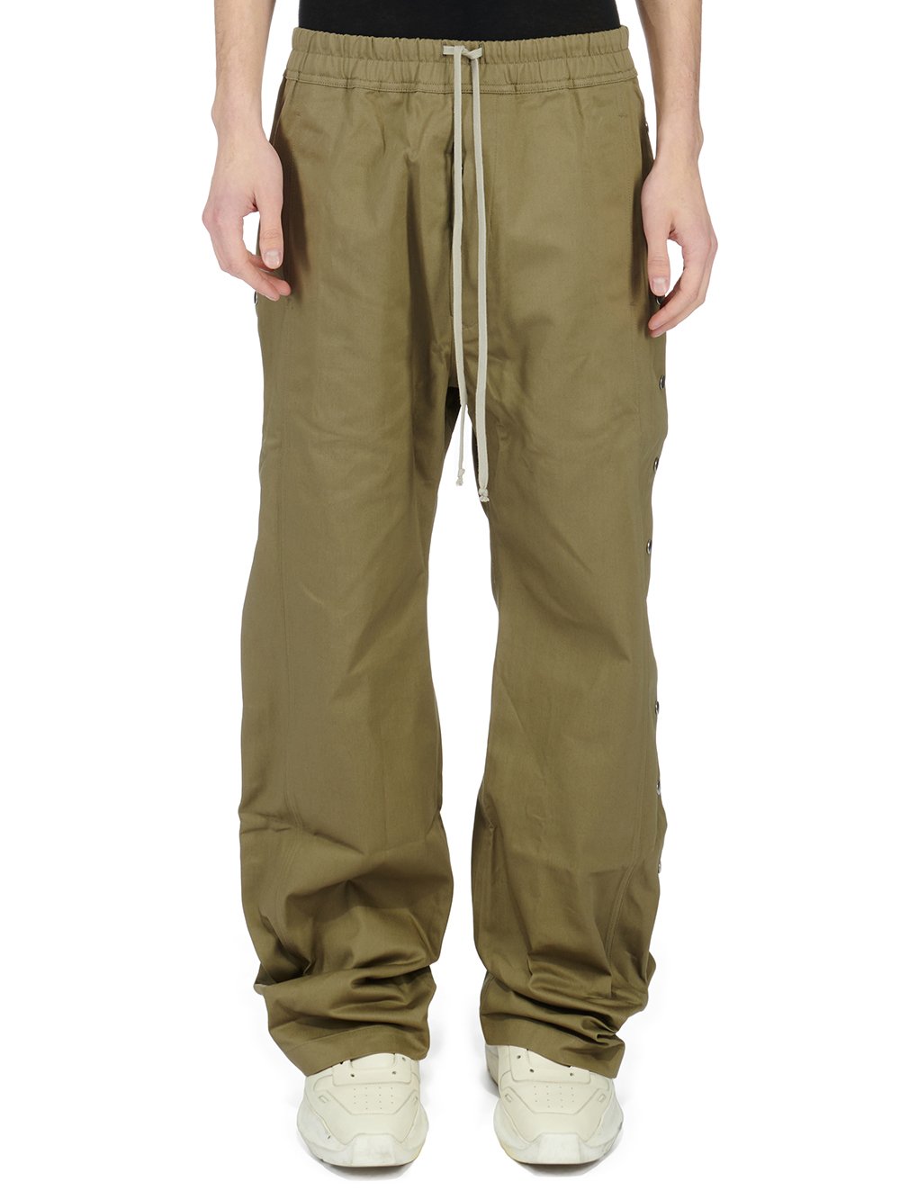 RICK OWENS FW23 LUXOR PUSHER PANTS IN PALE GREEN COTTON TWILL