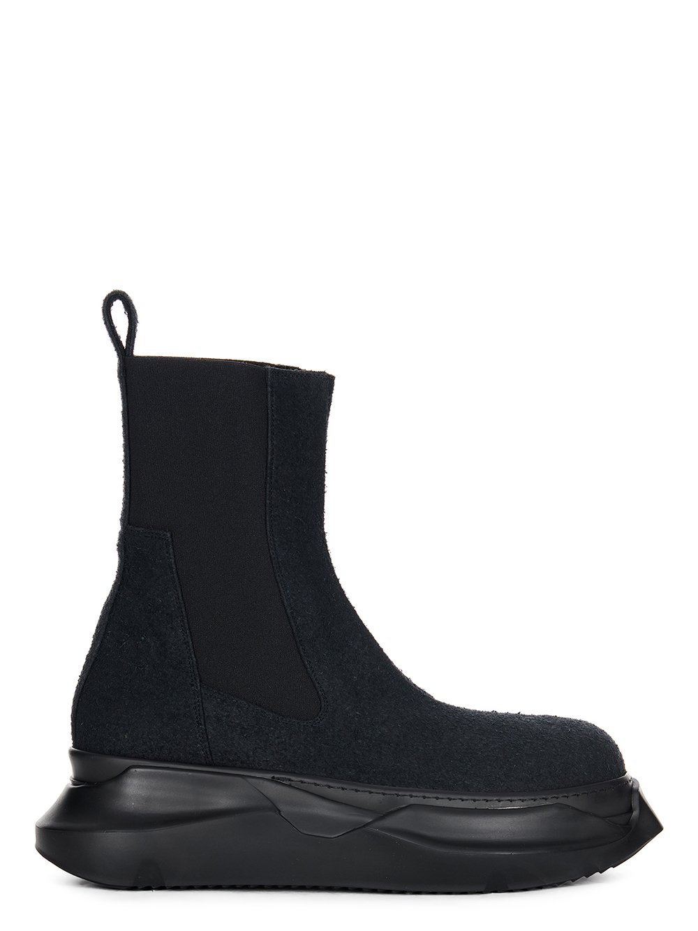 RICK OWENS FW23 LUXOR BEATLE ABSTRACT IN BLACK SHAGGY COTTON SUEDE