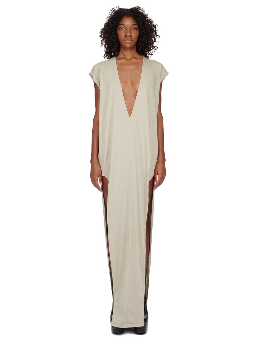 RICK OWENS FW23 LUXOR ARROWHEAD GOWN IN PEARL CLASSIC COTTON JERSEY
