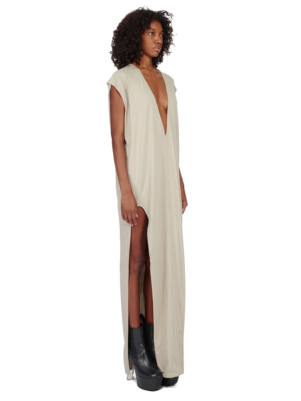 RICK OWENS FW23 LUXOR ARROWHEAD GOWN IN PEARL CLASSIC COTTON JERSEY