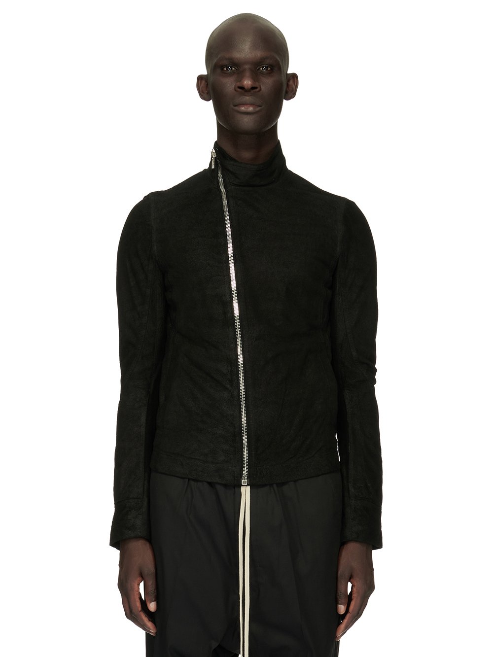 RICK OWENS FOREVER MOLLINO'S BIKER JACKET IN BLACK BLISTER LAMB LEATHER